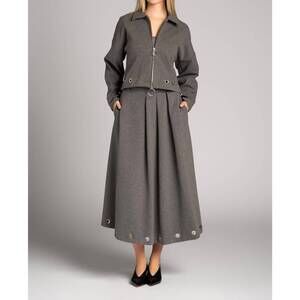 NEW BEATRICE .B grommet midi skirt in charcoal